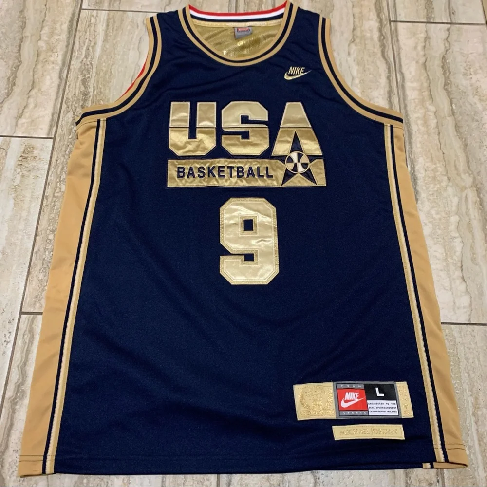 Michael Jordan Nike USA Basketball Navy/Gold LARGE Vintage